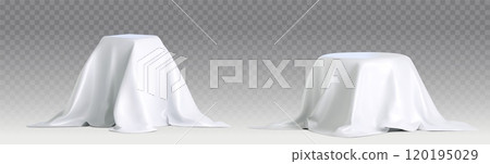 Podium covered with white silk cloth set Podium covered with white silk cloth set 120195029