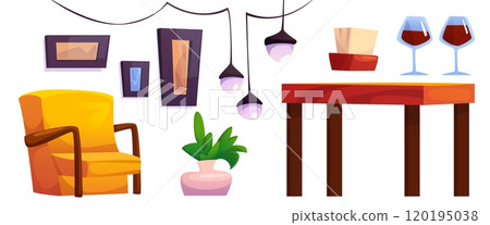 Lounge cafe furniture set isolated on white 120195038