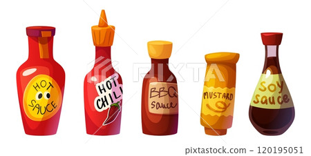 Sauce in plastic and glass bottle. Sauce in plastic and glass bottle. 120195051