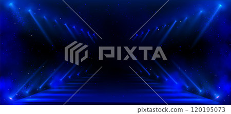 Fashion runway hall with blue spotlight Fashion runway hall with blue spotlight 120195073
