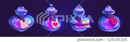Magic glowing love potion in glass bottle 120195105