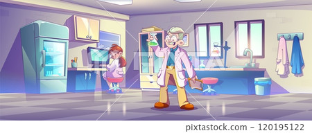 Science laboratory interior. Research room cartoon 120195122