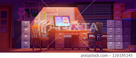 Detective office interior at night 120195145