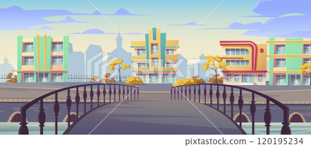 City street road view from bridge scene background 120195234