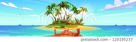 Wooden pier on tropical island beach 120195237