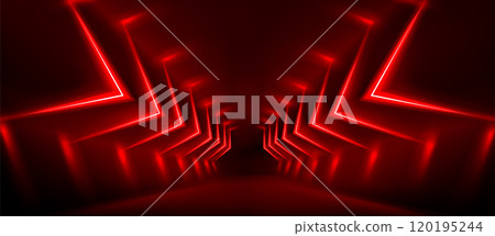 Abstract red neon arrow light glow background 120195244