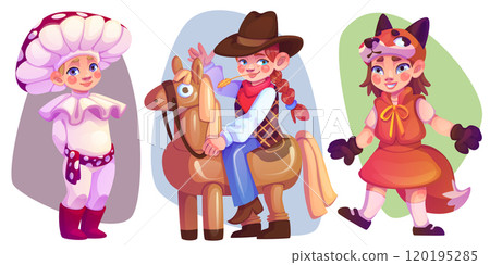 Carnival kid costume. Cowboy child boy character 120195285