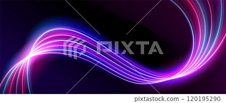 Abstract pink neon light wave with glow effect Abstract pink neon light wave with glow effect 120195290