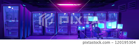 Modern data center with admin workplace 120195304