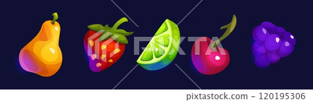 Fruits cartoon vector set for mobile game ui 120195306