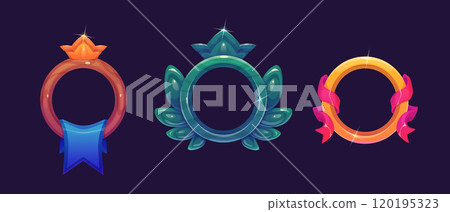 Gold circle avatar badge icon for ui game design 120195323
