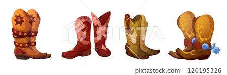 Western cowboy boot illustration. Wild shoe vector 120195326
