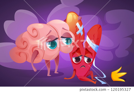 Heart and brain connection. Sad emotion concept 120195327
