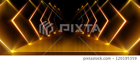 Luxury podium with abstract yellow light 120195359