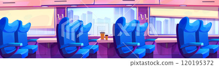 Train interior with inside seat near window vector 120195372