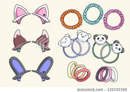Girl hair accessory. Head band with ears, ribbon 120195389