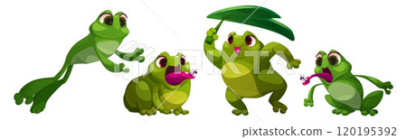 Cute frog characters set isolated on white Cute frog characters set isolated on white 120195392