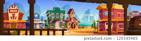 Wild west town street with buildings 120195405