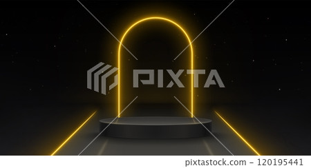 Round podium on black background Round podium on black background 120195441