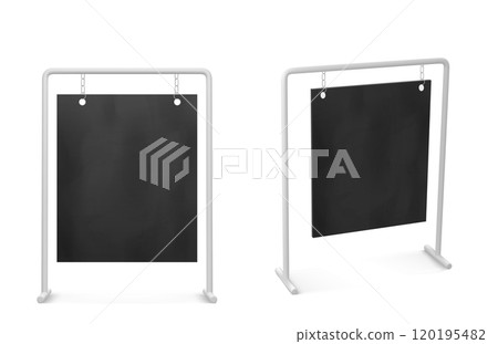 Pavement menu black chalk signboard mockup. 120195482