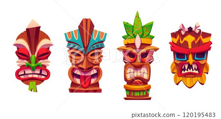 Traditional Hawaiian totem tiki mask 120195483