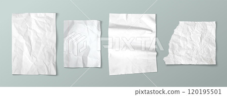 White torn paper. Crumpled old sheet with crease White torn paper. Crumpled old sheet with crease 120195501