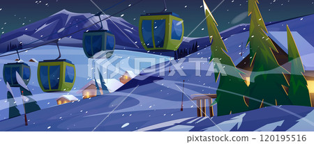 Winter skiing resort landscape at night. 120195516