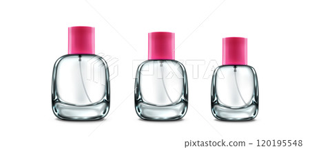 3d fragrance glass bottle. Cosmetic vector mockup 3d fragrance glass bottle. Cosmetic vector mockup 120195548