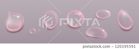 Pink serum drops set on transparent background Pink serum drops set on transparent background 120195591