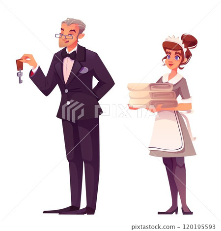 Hotel staff at work making hospitality service Hotel staff at work making hospitality service 120195593