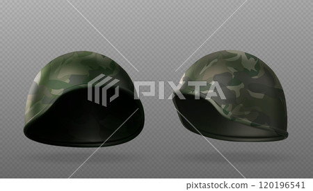 Realistic military green and camouflage helmet 120196541