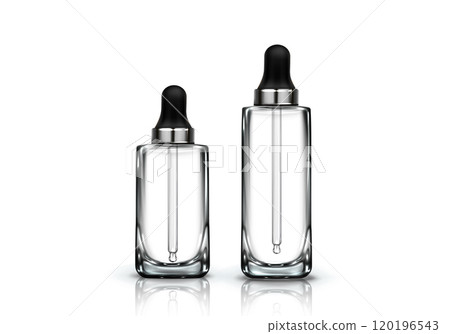 Mockup of glass transparent bottle with dropper. Mockup of glass transparent bottle with dropper. 120196543