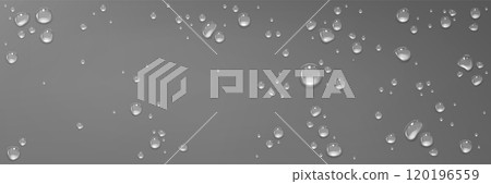 Rain water drops on grey glass surface. 120196559