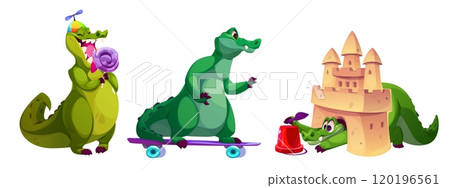 Cute funny green alligator cartoon mascot. Cute funny green alligator cartoon mascot. 120196561