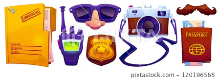 Police detective spying equipment set 120196568