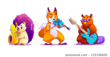 Cute animal character play in music band vector 120196600