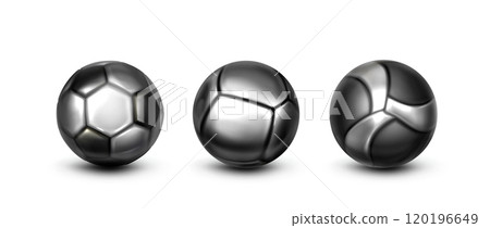 3D set of football balls isolated on white 3D set of football balls isolated on white 120196649