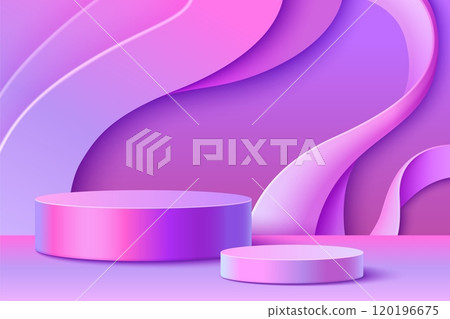 3d pink hologram podium background. Cosmetic bg 120196675