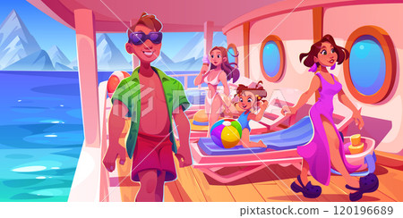 Tourists having rest on cruise ship 120196689