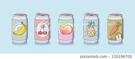 Cute cartoon tin can with fizzy soda or juice. Cute cartoon tin can with fizzy soda or juice. 120196708