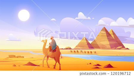 Male rider on camel in Egyptian desert Male rider on camel in Egyptian desert 120196712