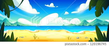 Tropical lagoon landscape with sandy beach 120196745