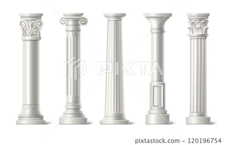 Antique marble pillars set isolated on white Antique marble pillars set isolated on white 120196754