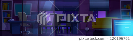 Night business office interior 120196761