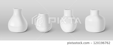 3d white ceramic vase. Porcelain glass or pottery 120196762
