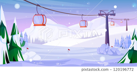 Winter ski mountain resort with lift Winter ski mountain resort with lift 120196772