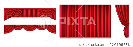 Red theater stage curtain 120196778