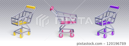 Metal shopping trolley cart 3d 120196789