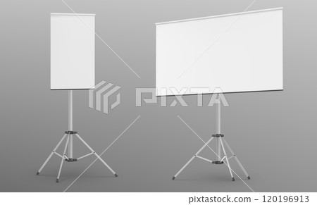 Set of whiteboards on tripod stands Set of whiteboards on tripod stands 120196913