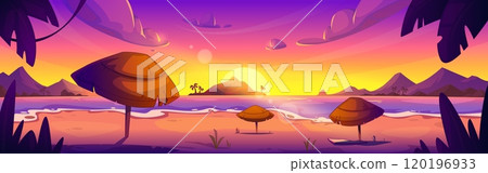 Tropical lagoon beach on sunset or sunrise Tropical lagoon beach on sunset or sunrise 120196933